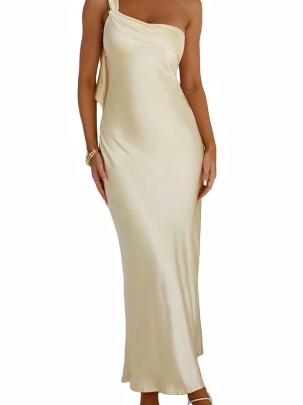 Satin-Look Maxi Dress in Butter Yellow